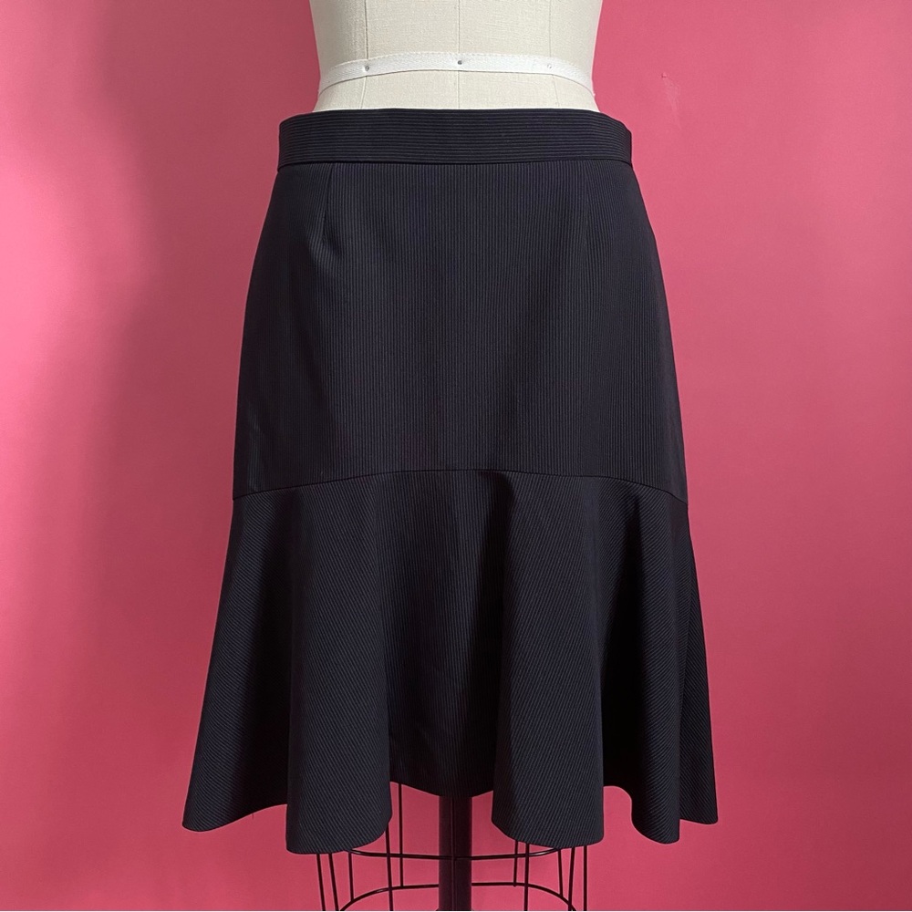 Vintage Y2K GorpCore Office Siren PinStripe Mermaid Hi-Lo Hem Midi Skirt 2